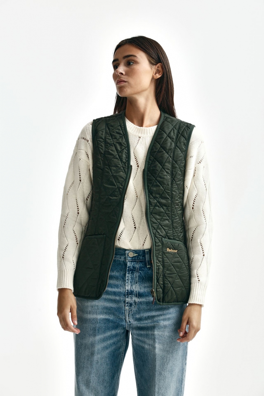 Gilet FLEECE BETTY trapuntato verde