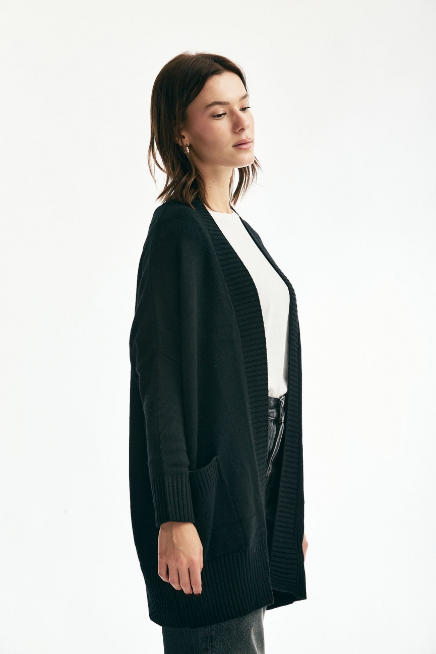 Cardigan aperto ANJA cachemire nero