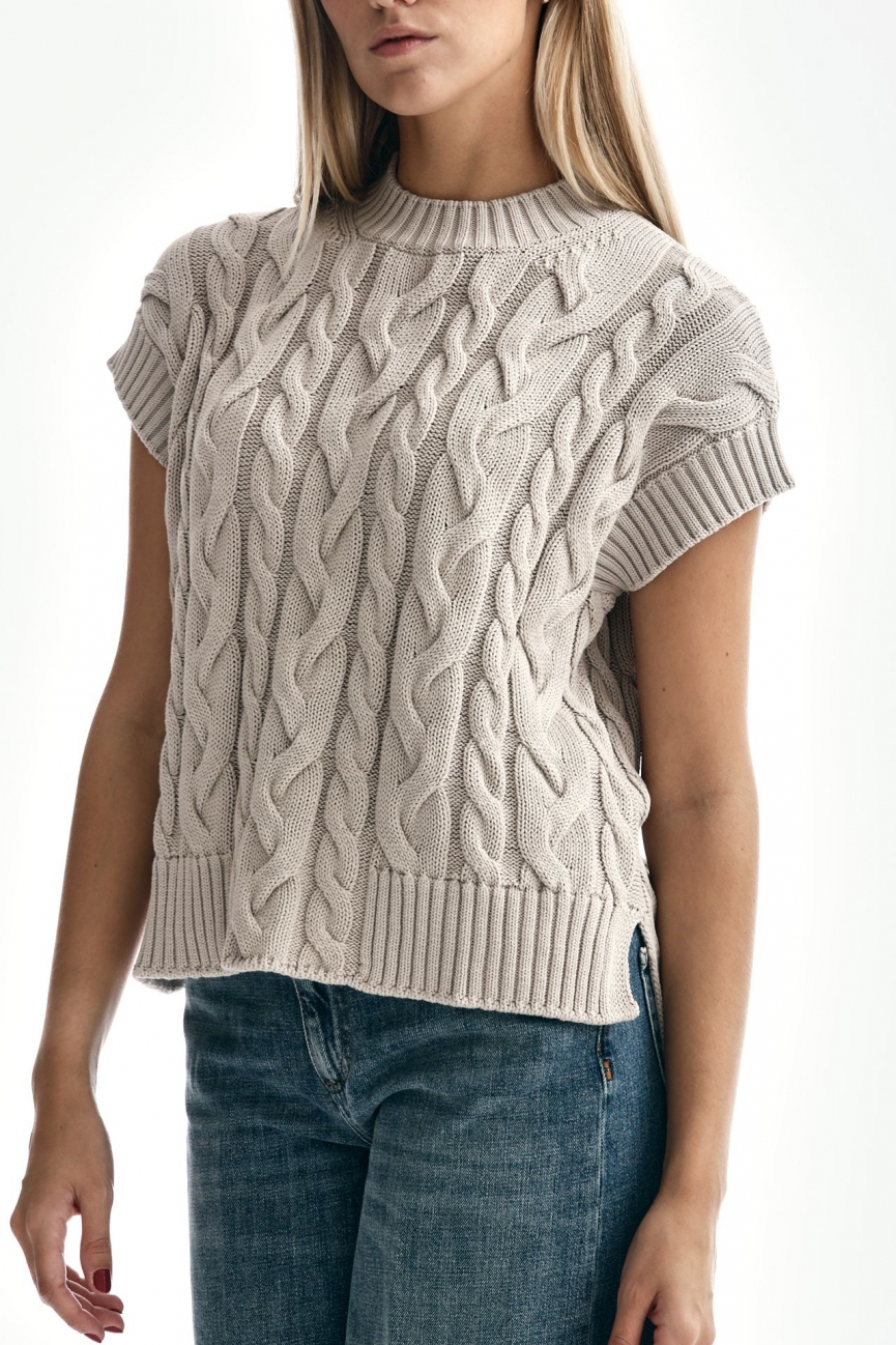 Gilet maglia ERIC in cotone ecru