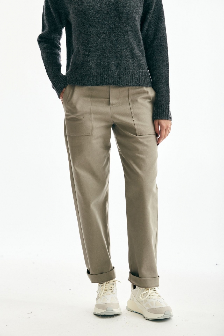 Pantalone in cotone beige