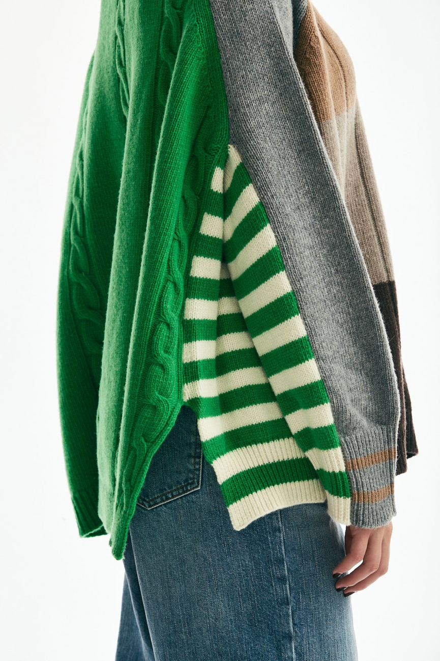 Cardigan over patchwork fantasia verde