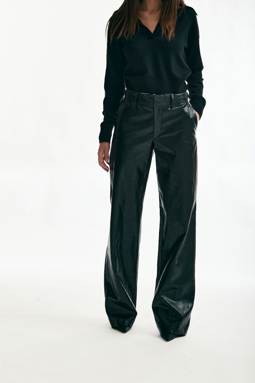 Pantalone in eco-pelle nero