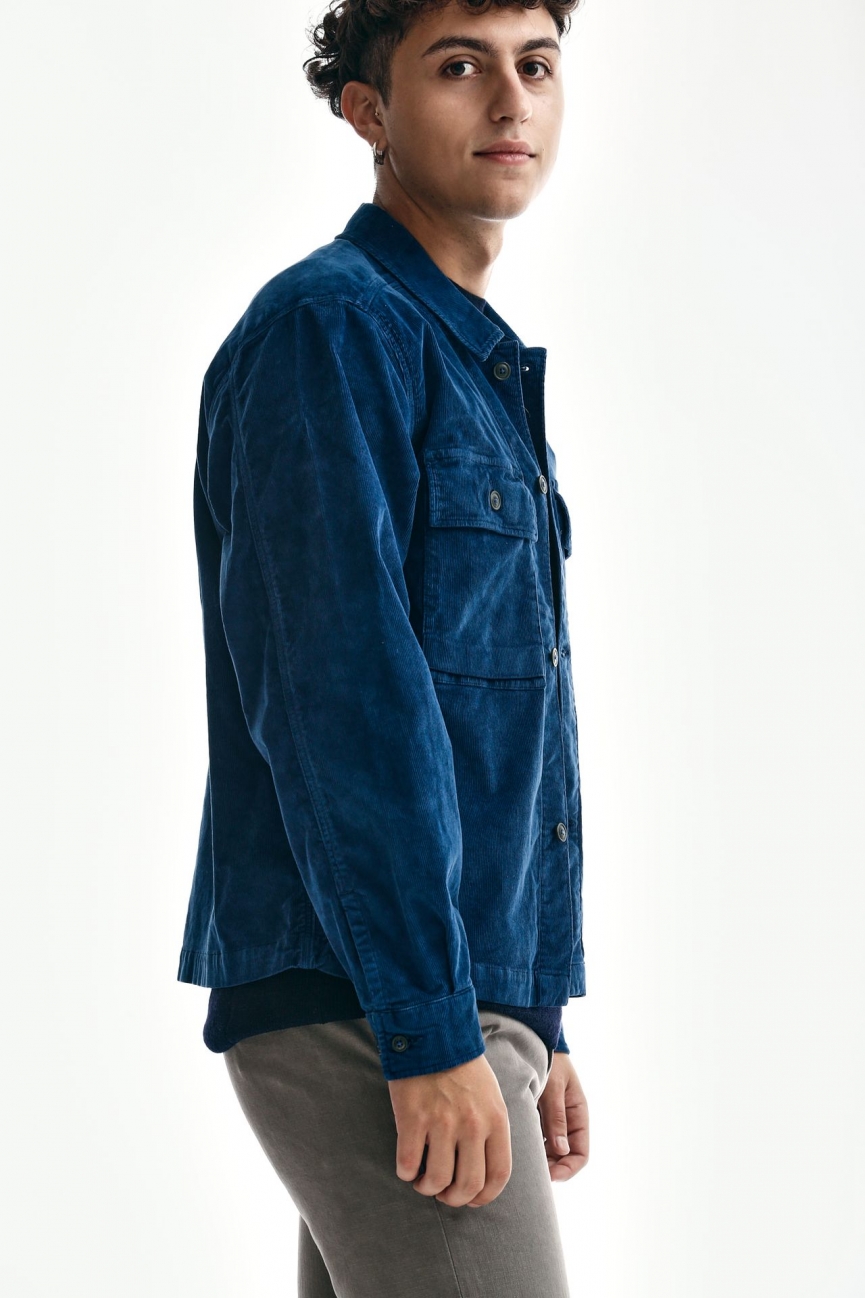 Overshirt CORDUROY BUTTONED UTILITY blu