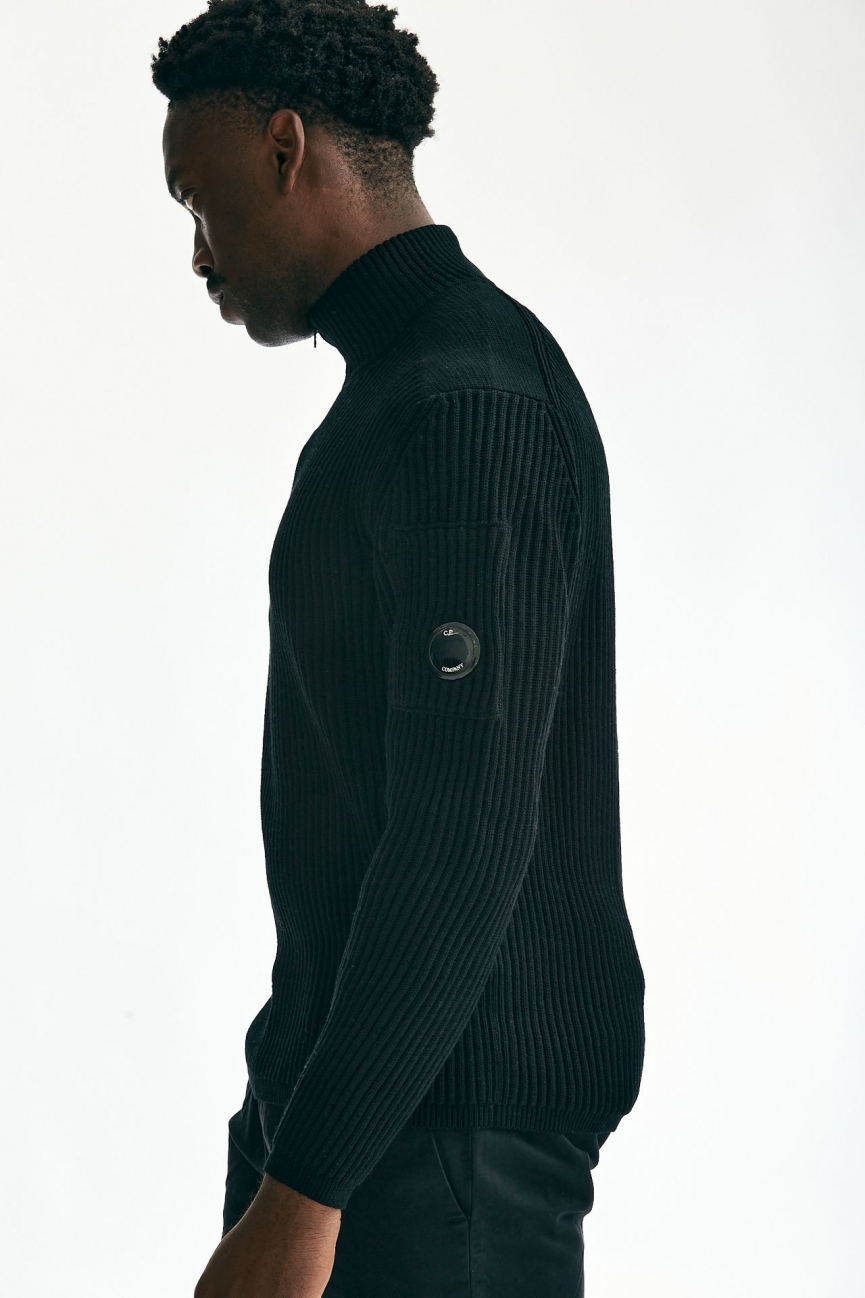 Maglia RE-WOOL HALF ZIP KNIT nero