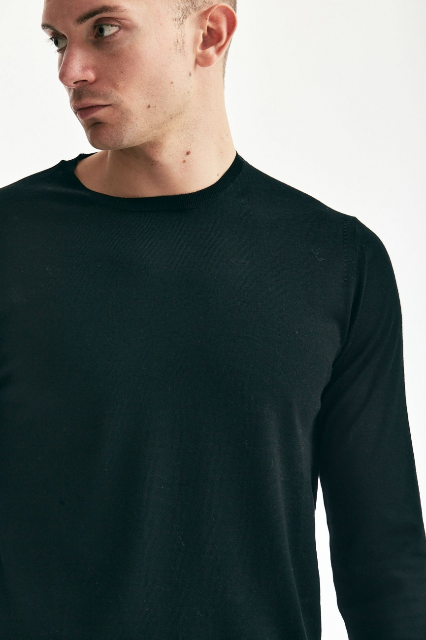 Maglia in lana rasata nero