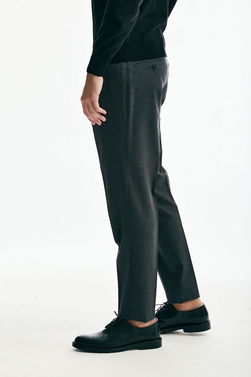 Pantalone stretch in lana grigio scuro