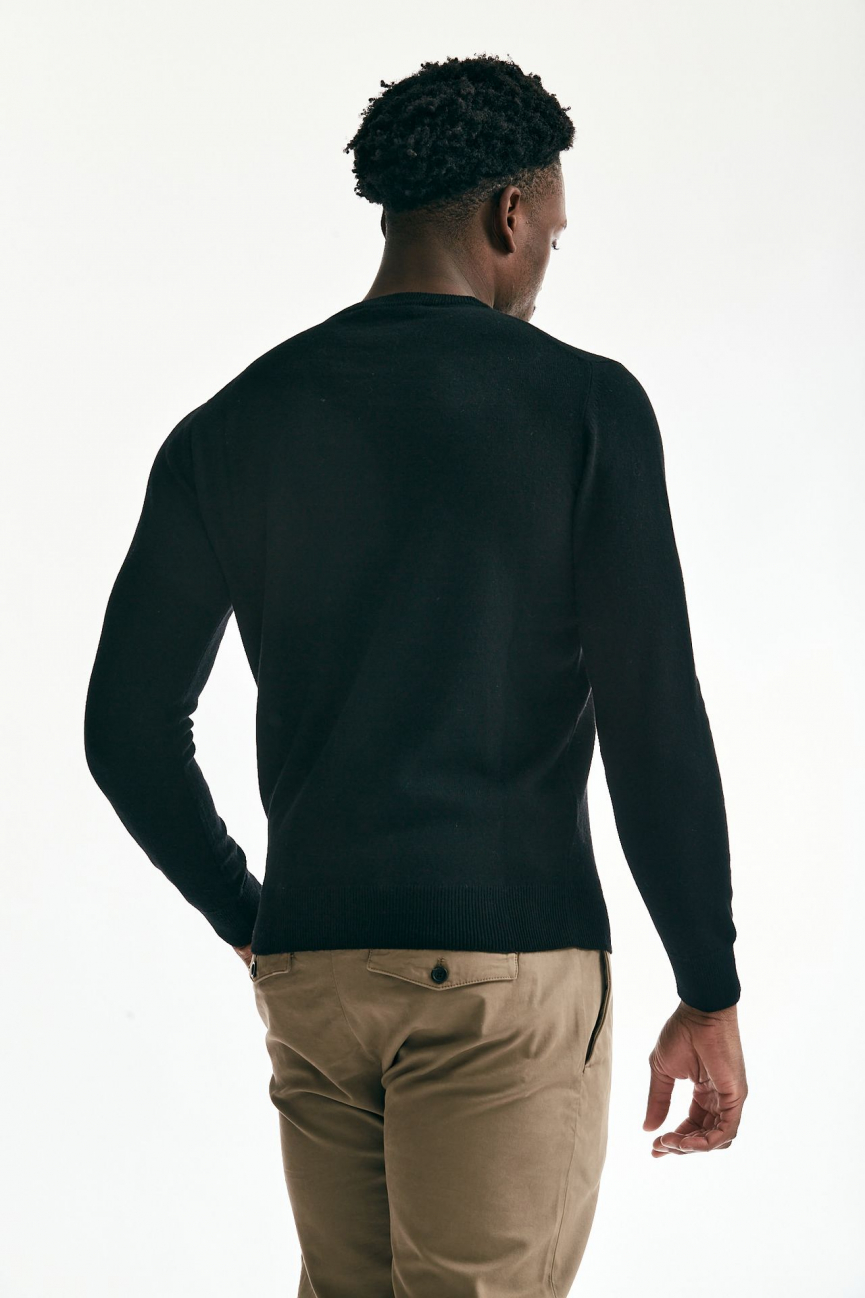 Maglia gircollo in lana e cashmere nero