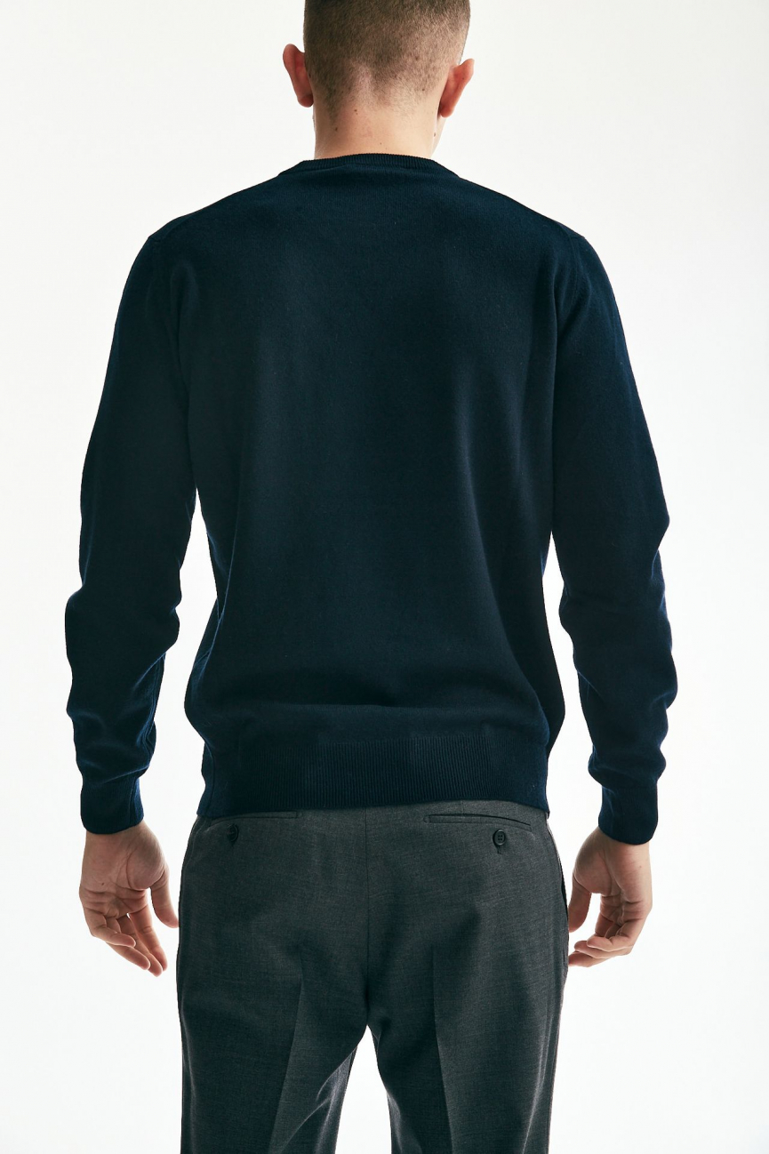 Maglia girocollo in lana e cashmere blu