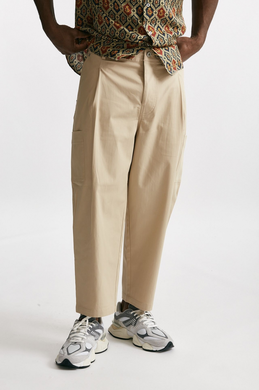 Pantalone cargo in cotone beige