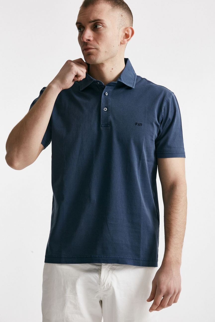 Polo in cotone lavato blu