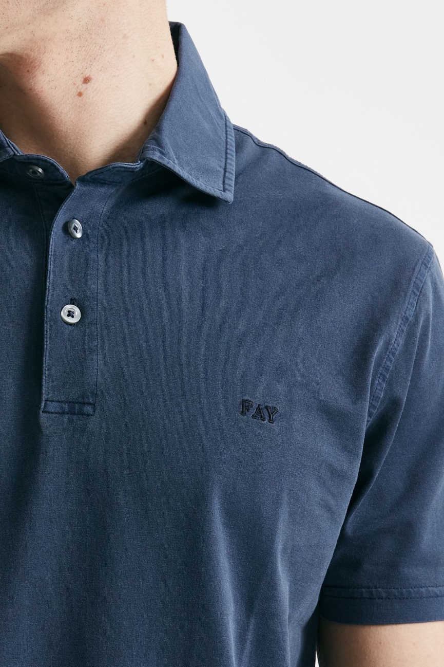 Polo in cotone lavato blu