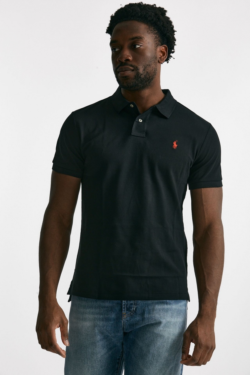 Polo in cotone Slim-Fit nero