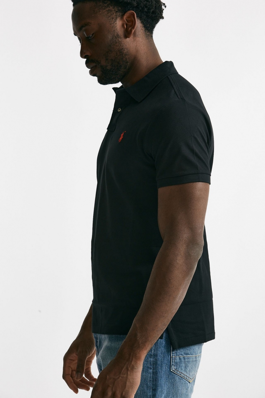 Polo in cotone Slim-Fit nero