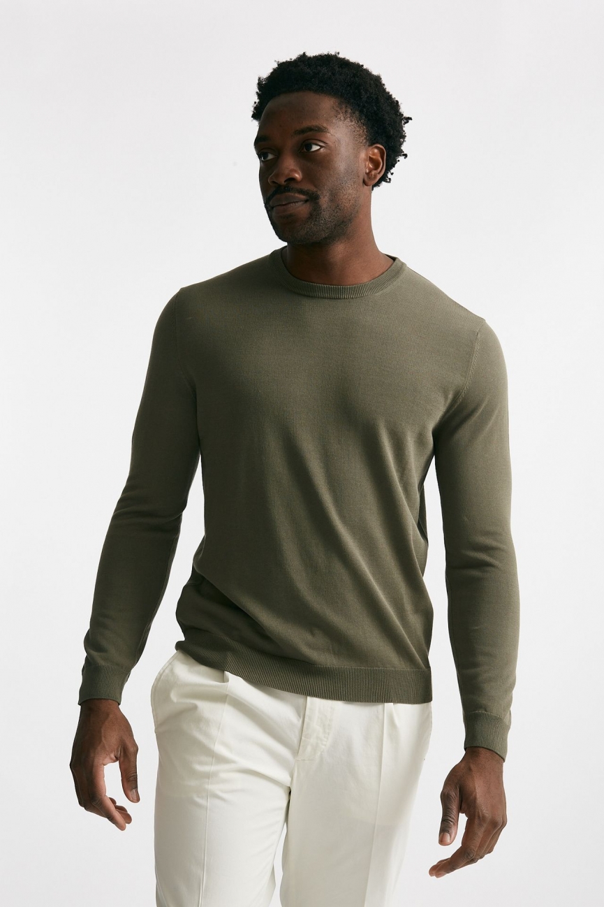 Maglia in cotone girocollo verde