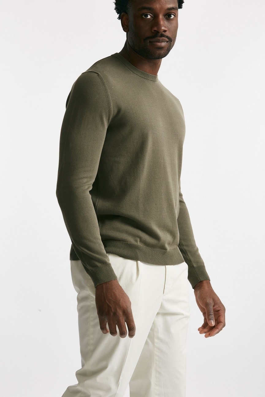 Maglia in cotone girocollo verde