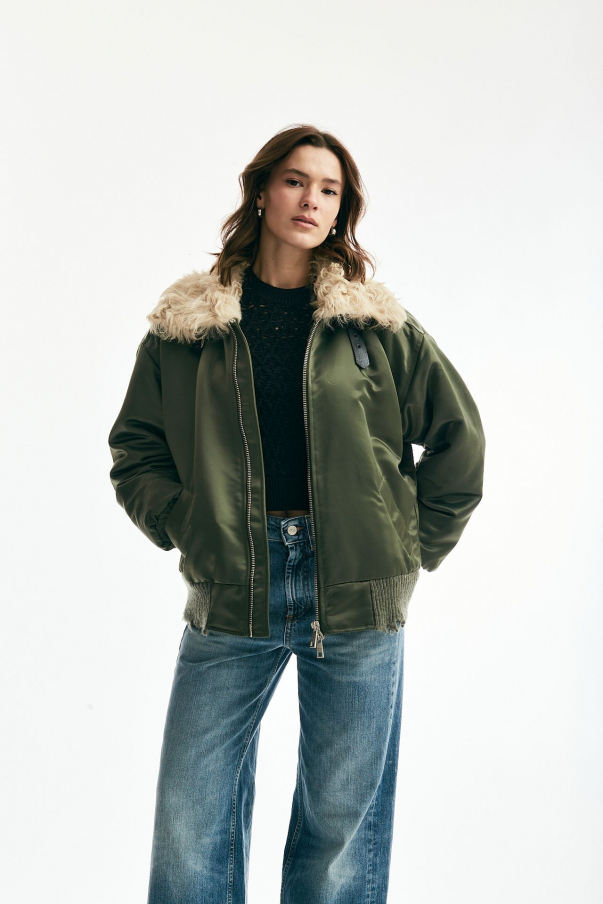 Bomber over in nylon verde militare