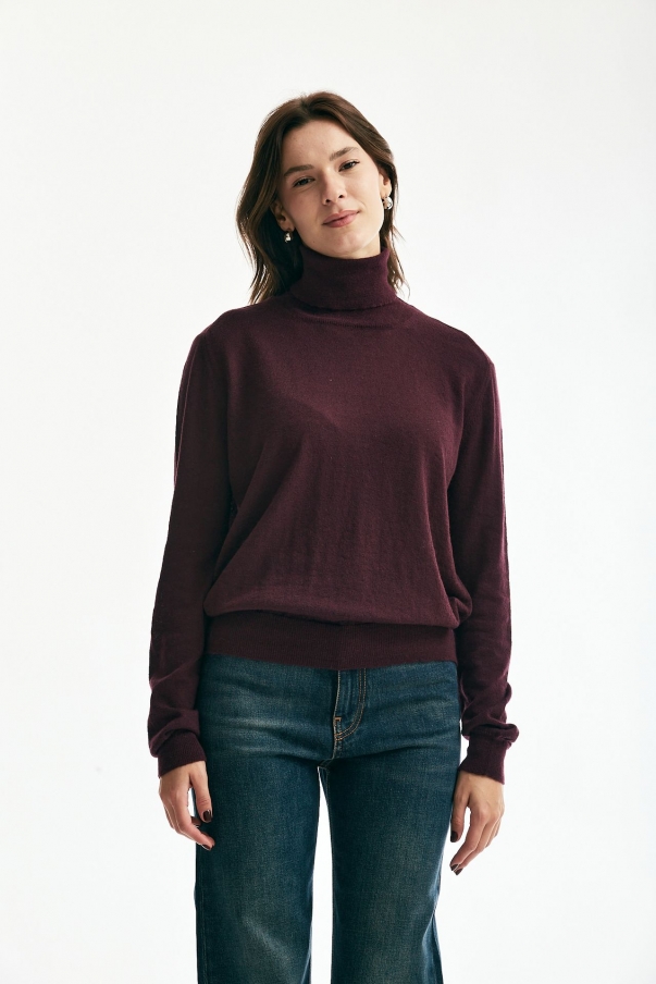 Maglia dolcevita bordeaux