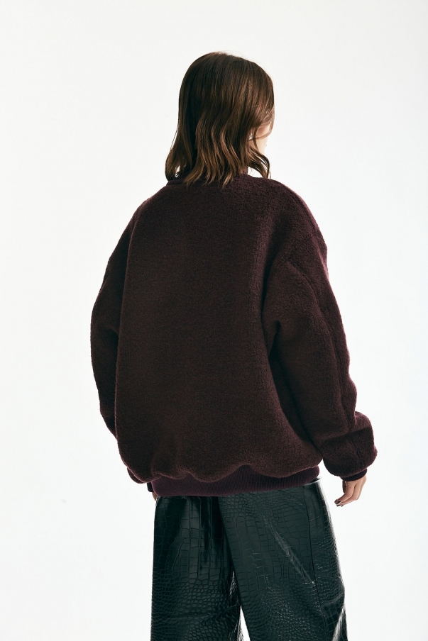 Bomber in maglia di lana bordeaux