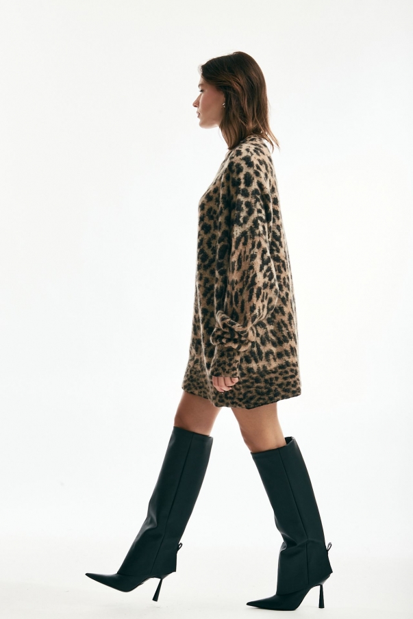 Maglia abito over animalier