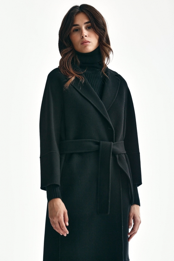 Cappotto midi ARONA in lana nero