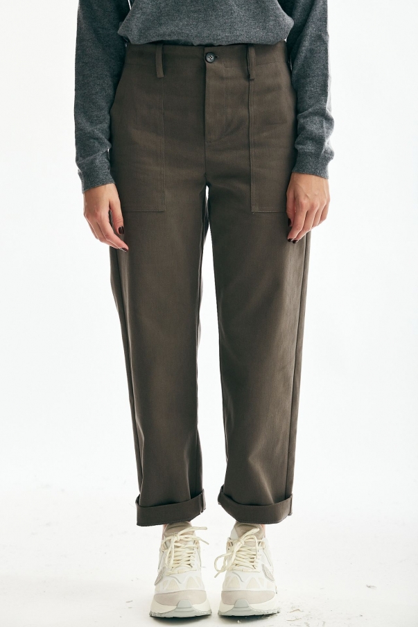 Pantalone in cotone fango