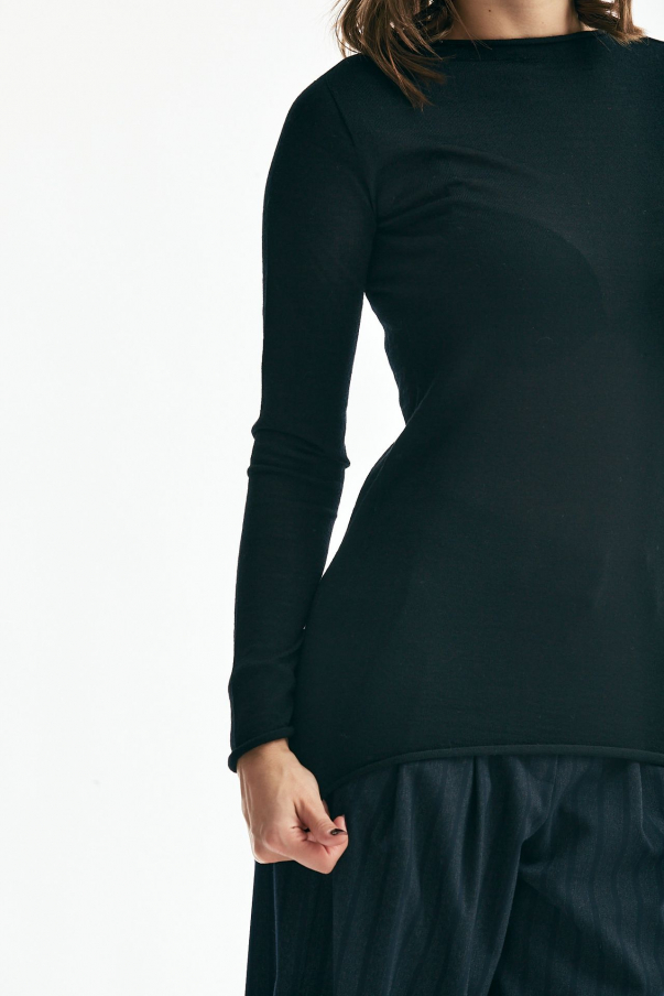 Maglia in lana rasata basic nero