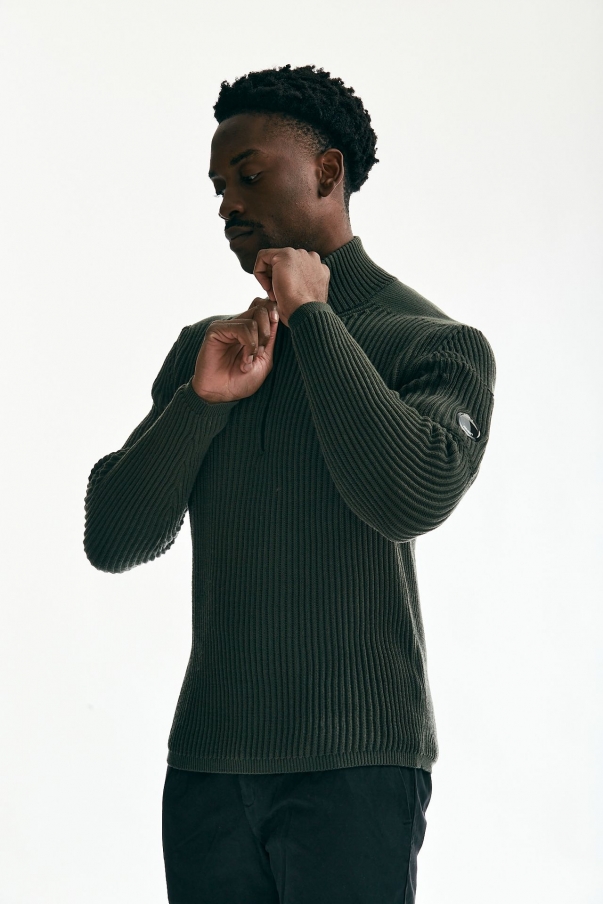 Maglione RE-WOOL HALF ZIP KNIT verdone