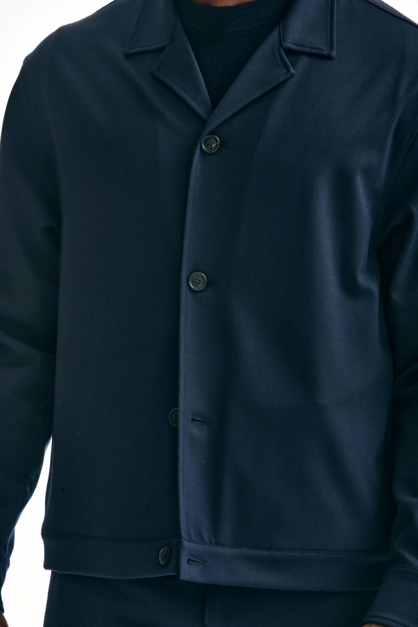 Overshirt in misto lana blu