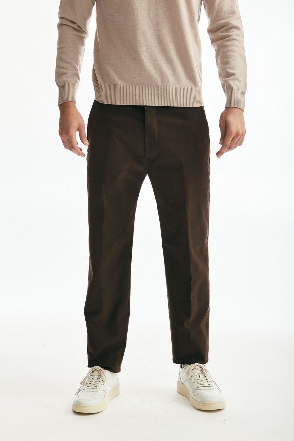 Pantalone NIKOLAS in cotone stretch cioccolato