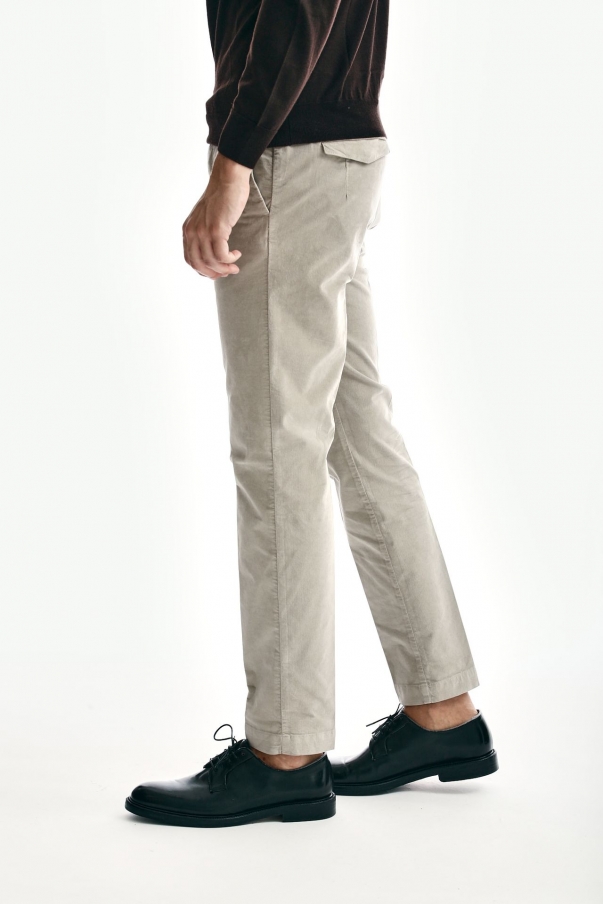 Pantalone MASTER FIT in velluto stretch beige