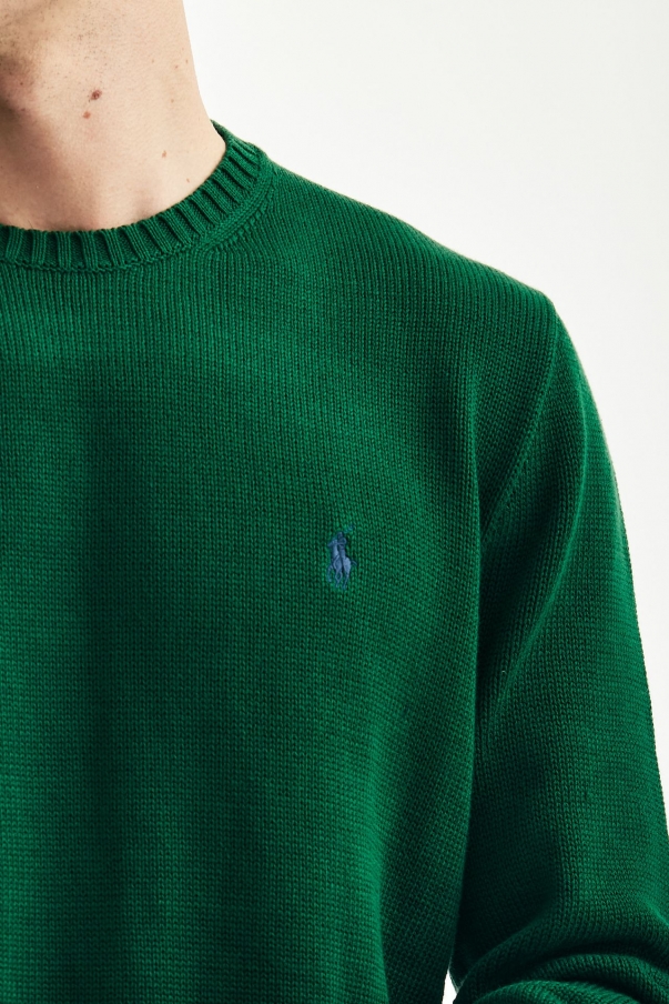 Maglia girocollo in cotone verde