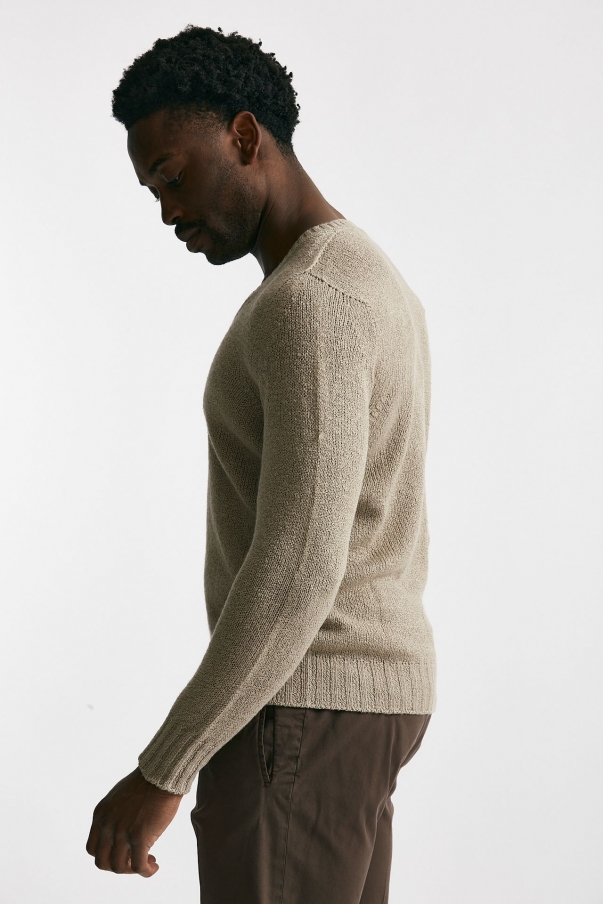 Maglia in cotone scollo a V beige