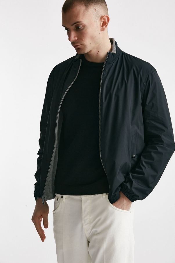 Bomber in nylon reversibile blu/grigio