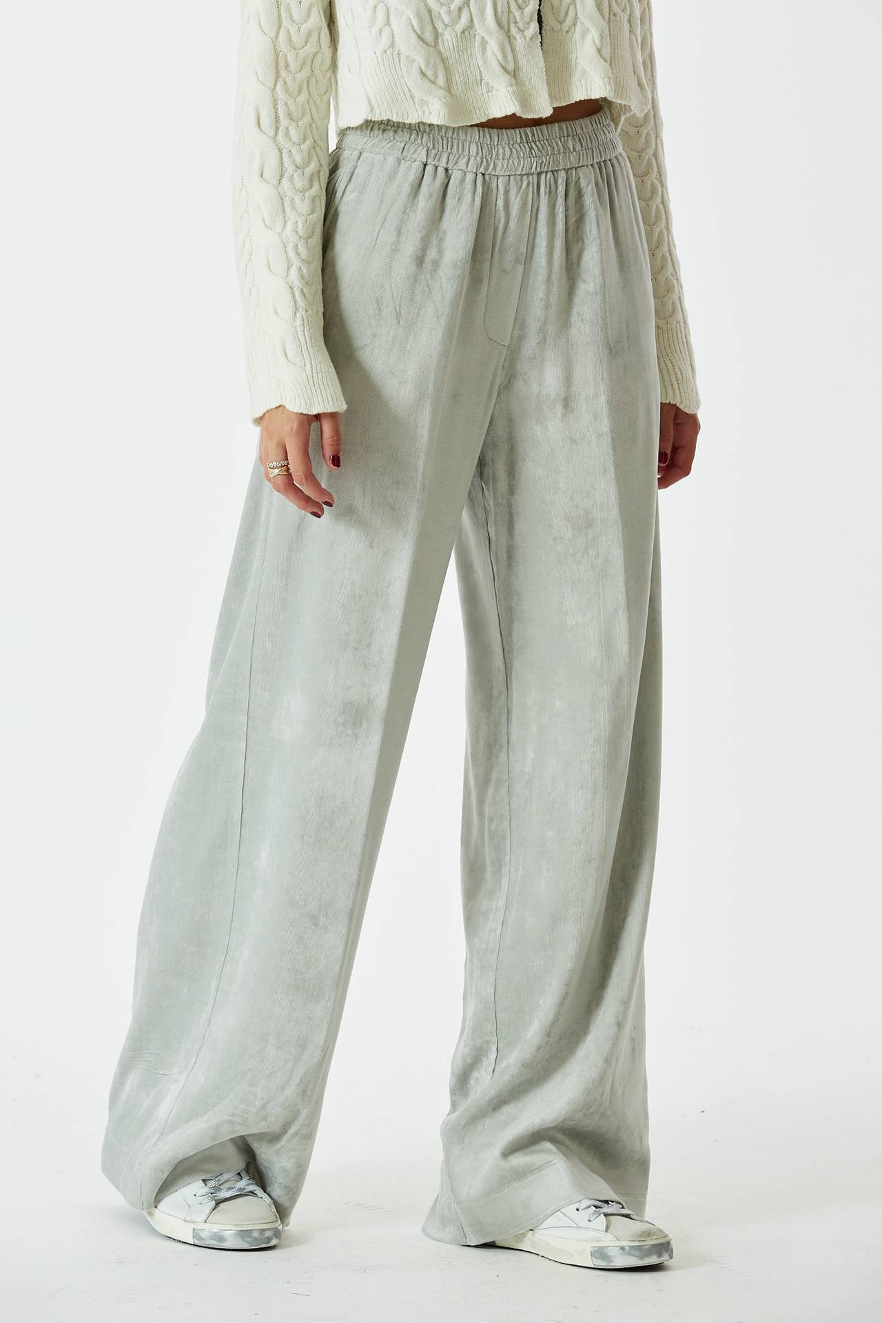 Pantalone Palazzo Velluto Grigio Nude Donna D Nud Pier