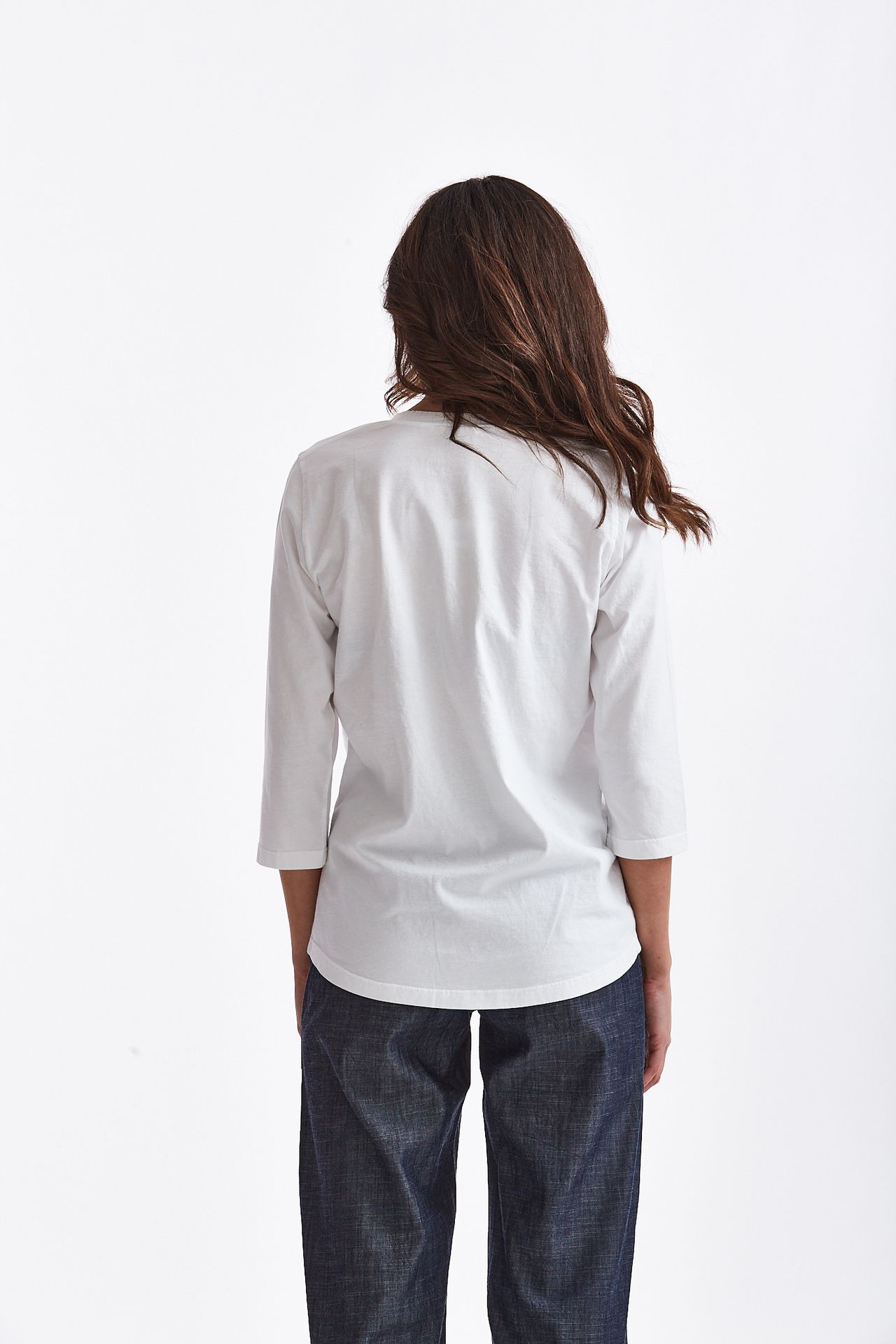 T-shirt serafino in cotone bianco