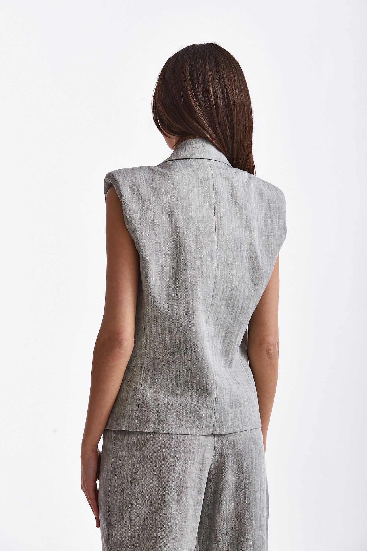 Gilet in lino grigio