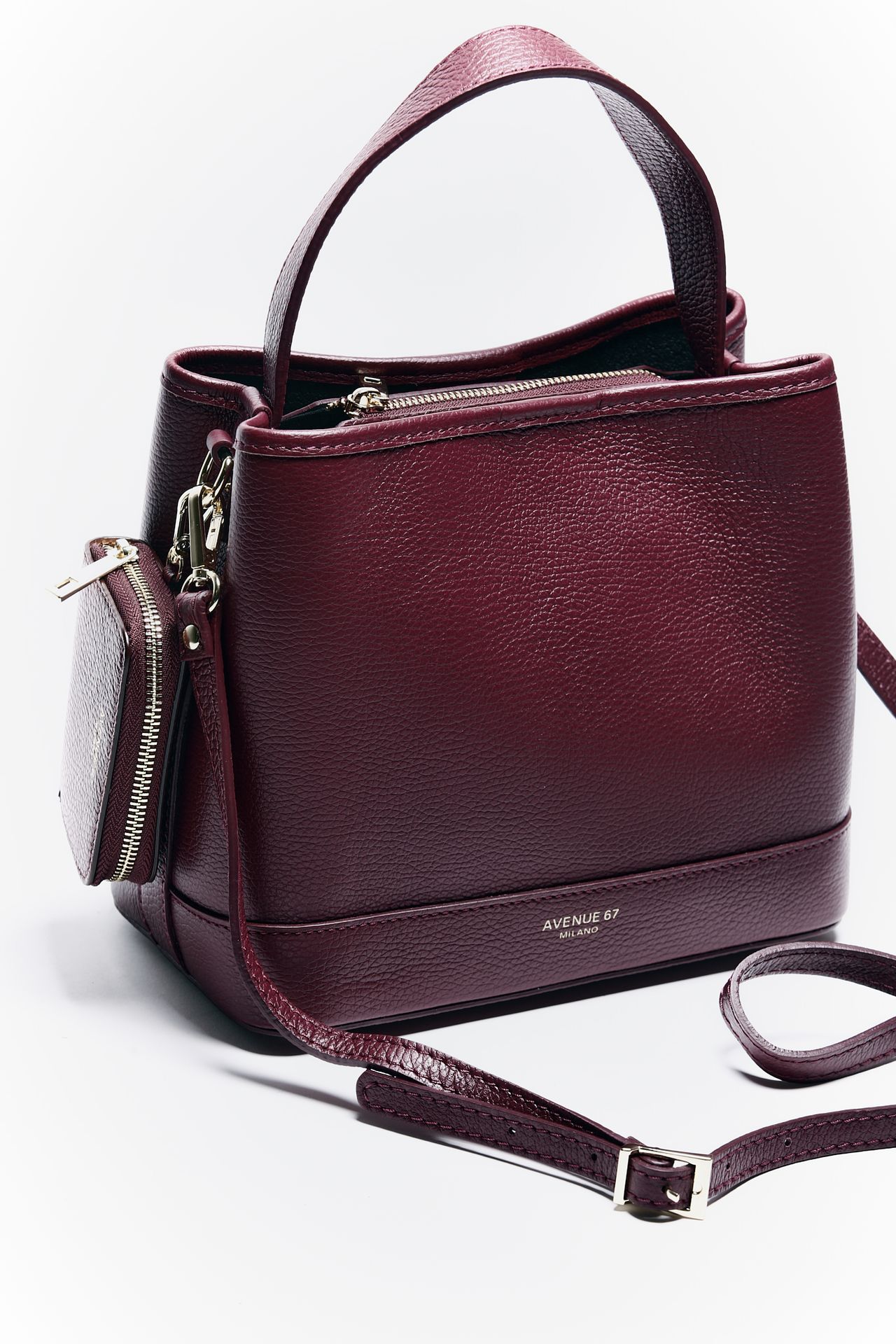 Borsa secchiello FILIPPA in pelle bordeaux