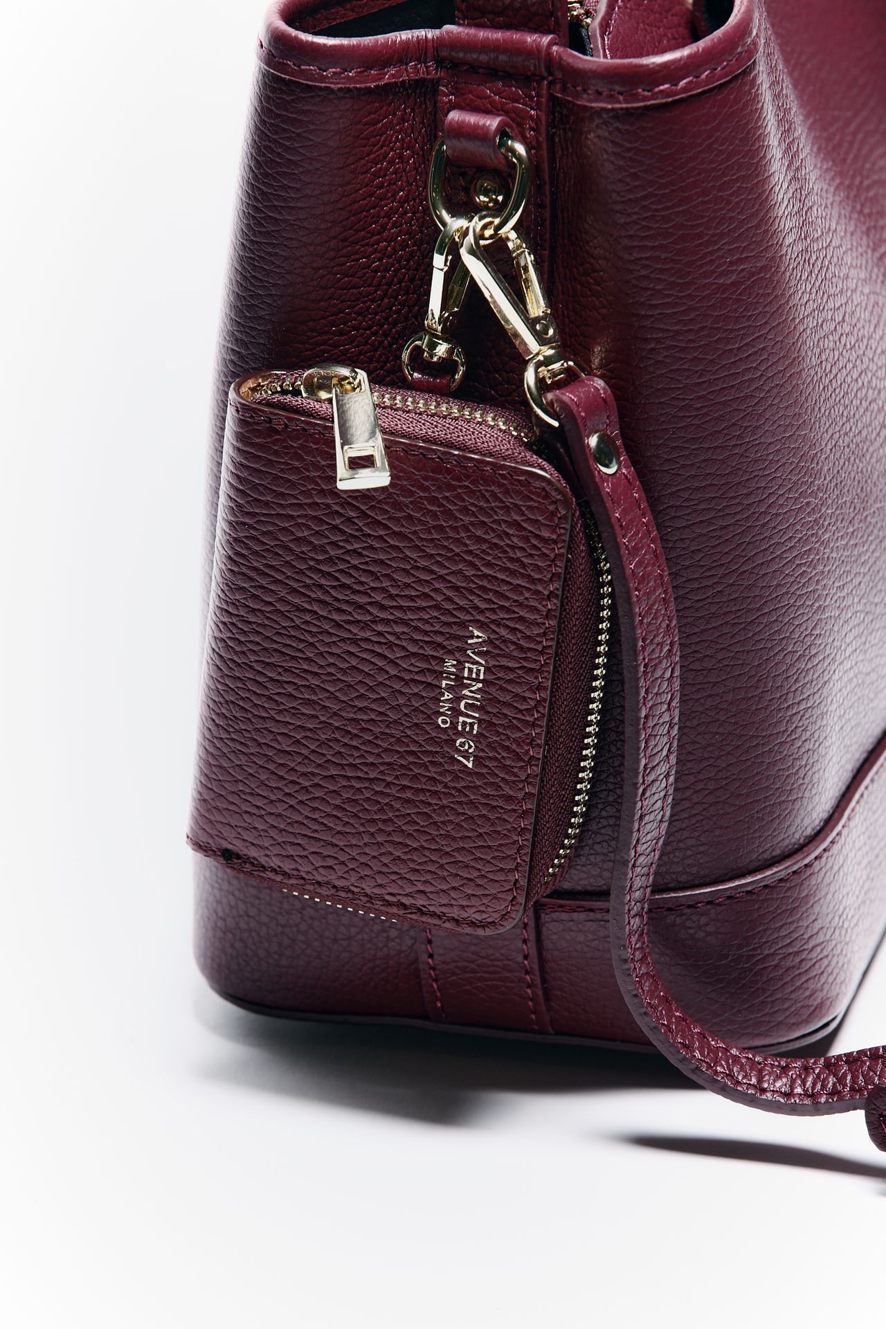 Borsa secchiello FILIPPA in pelle bordeaux