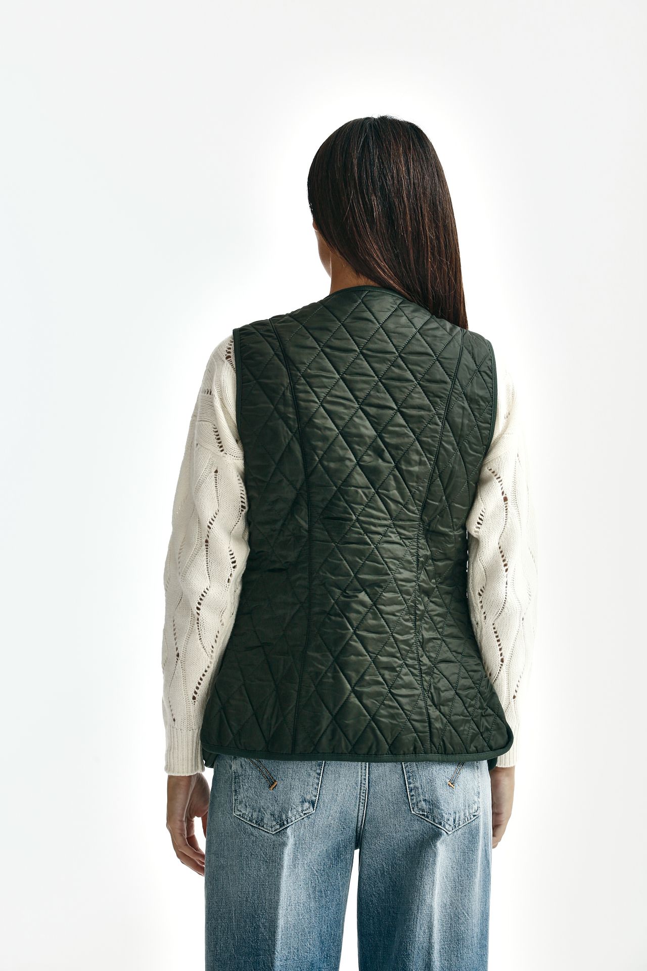 Gilet FLEECE BETTY trapuntato verde