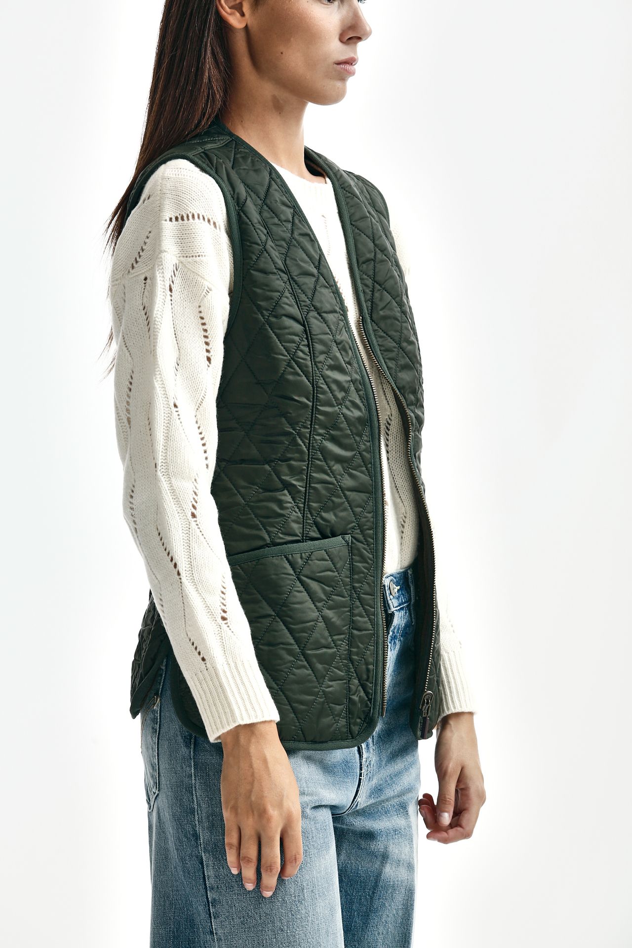 Gilet FLEECE BETTY trapuntato verde