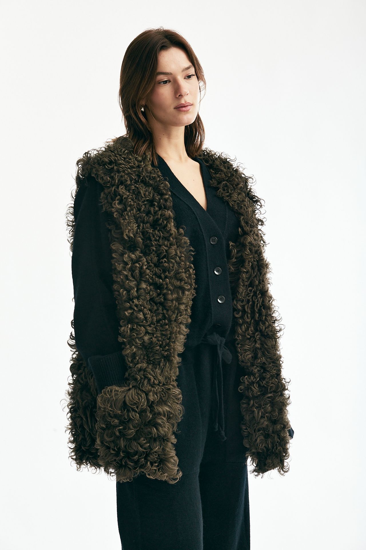 Gilet in shearling verde foresta