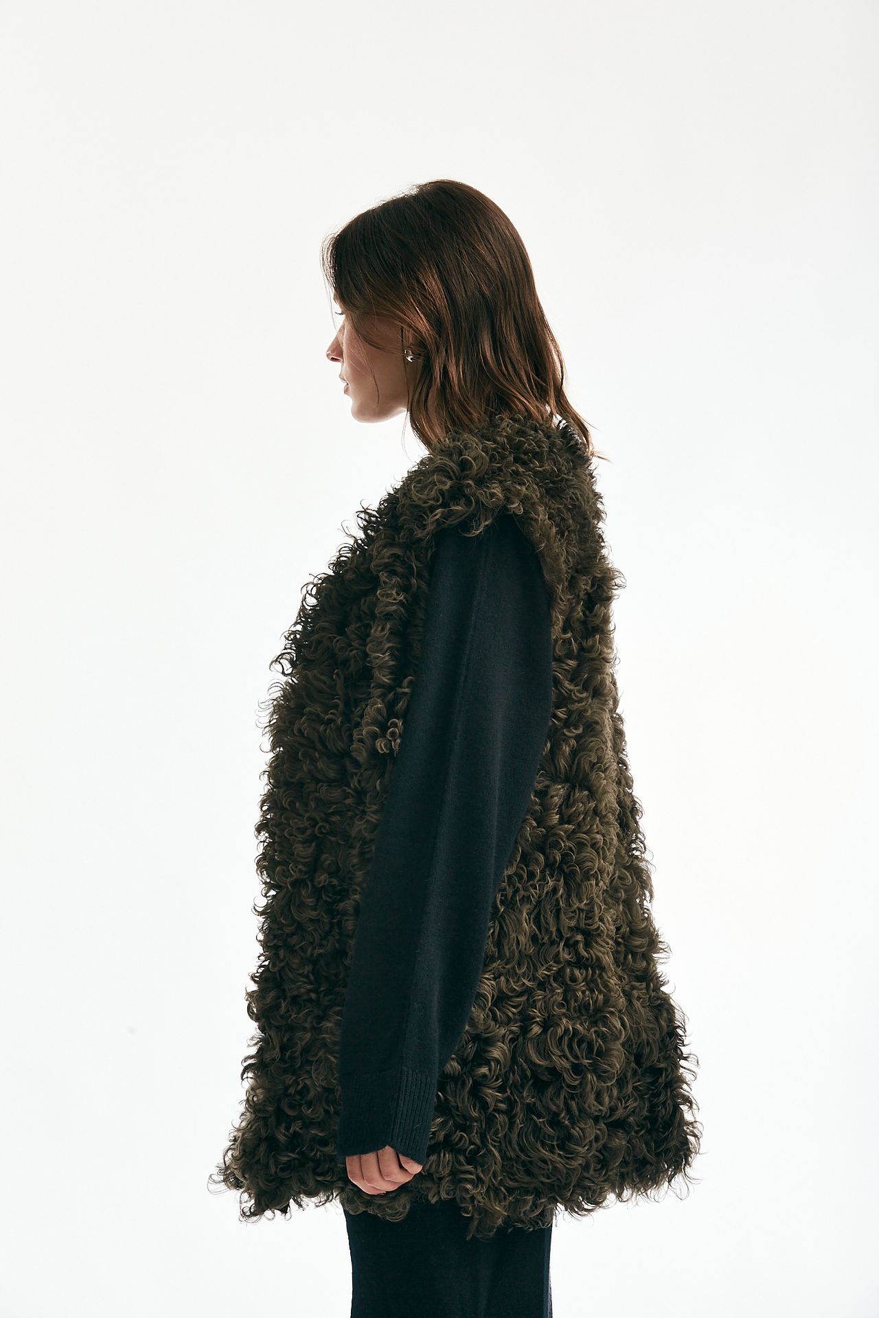 Gilet in shearling verde foresta