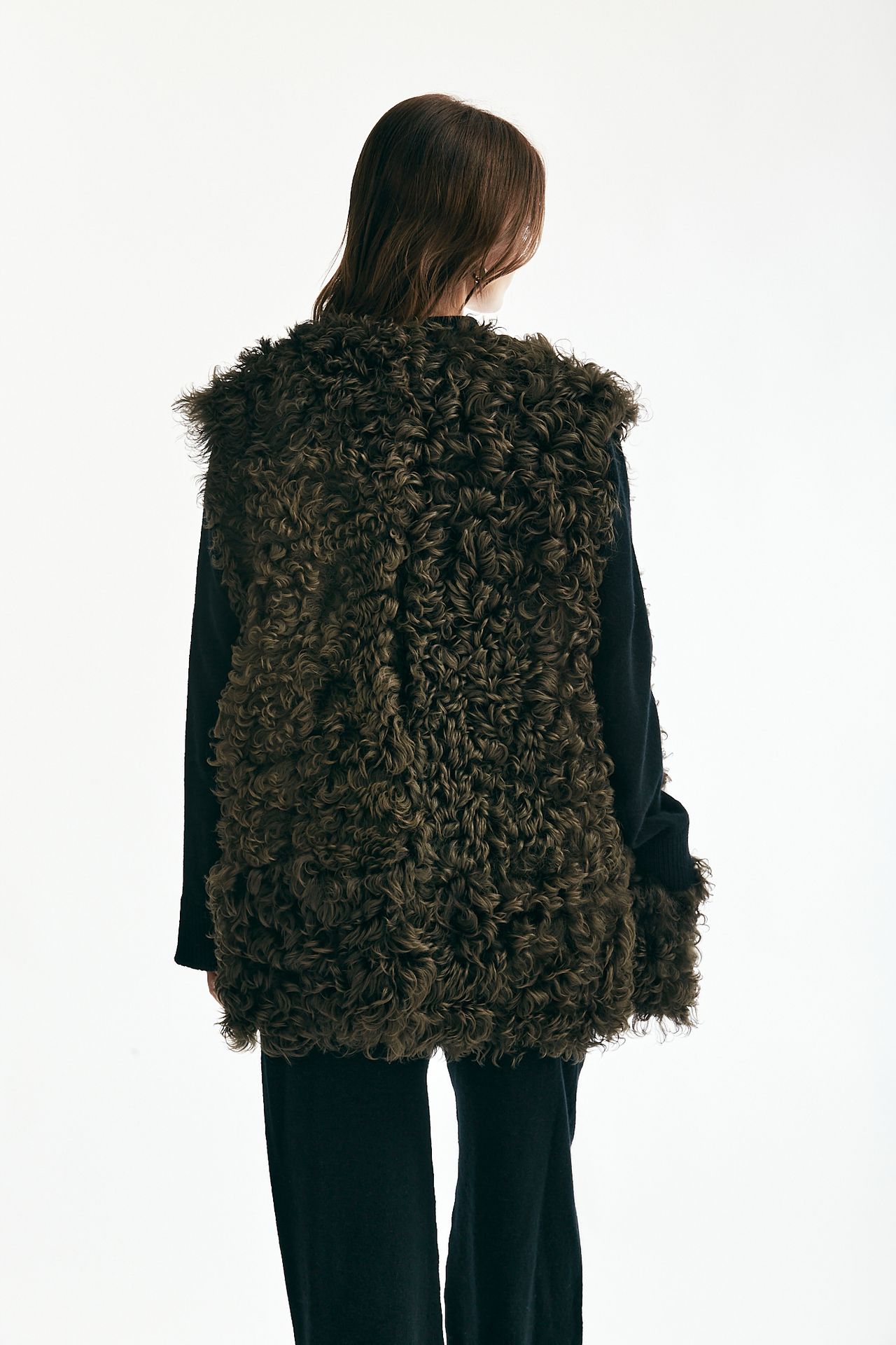 Gilet in shearling verde foresta