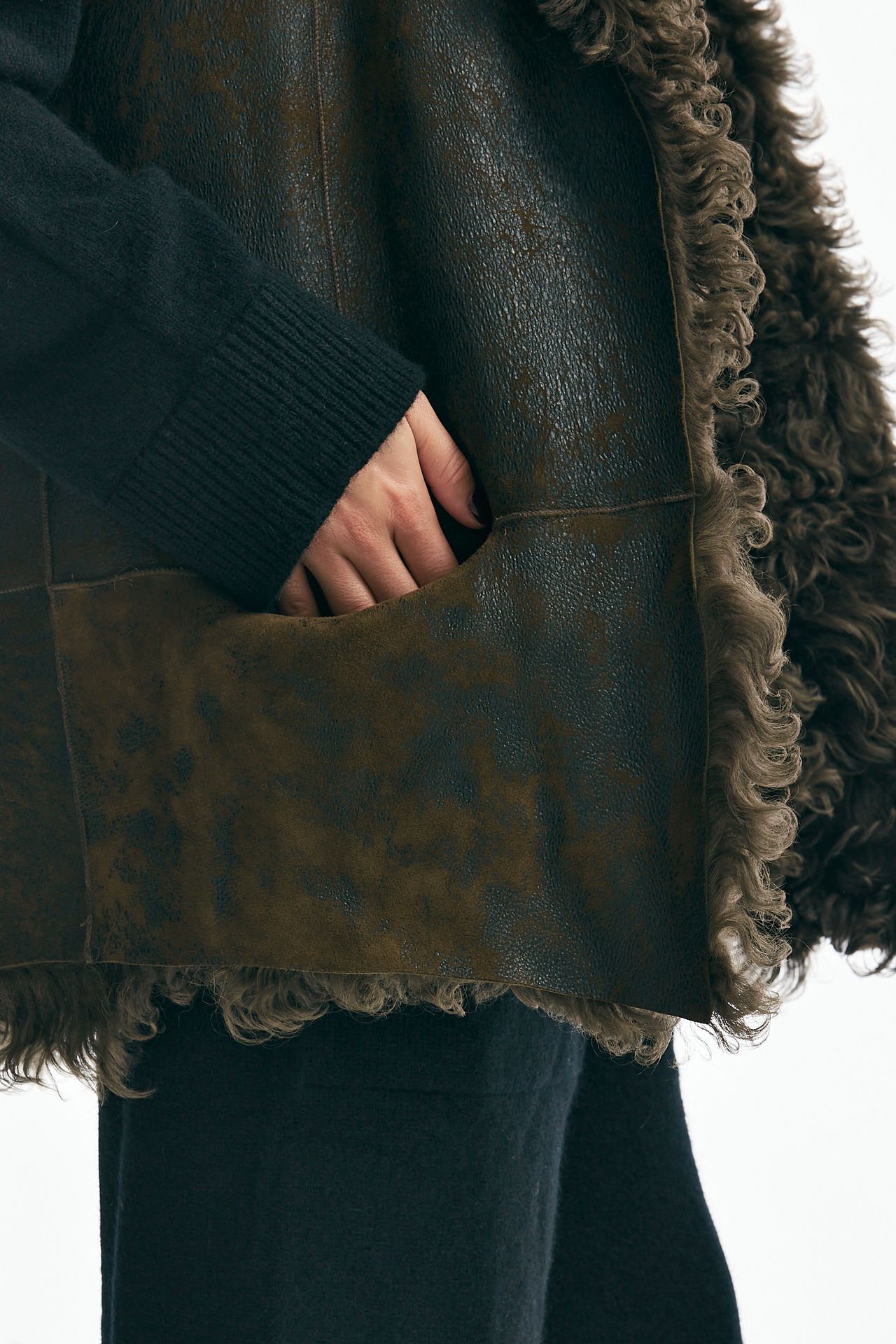 Gilet in shearling verde foresta