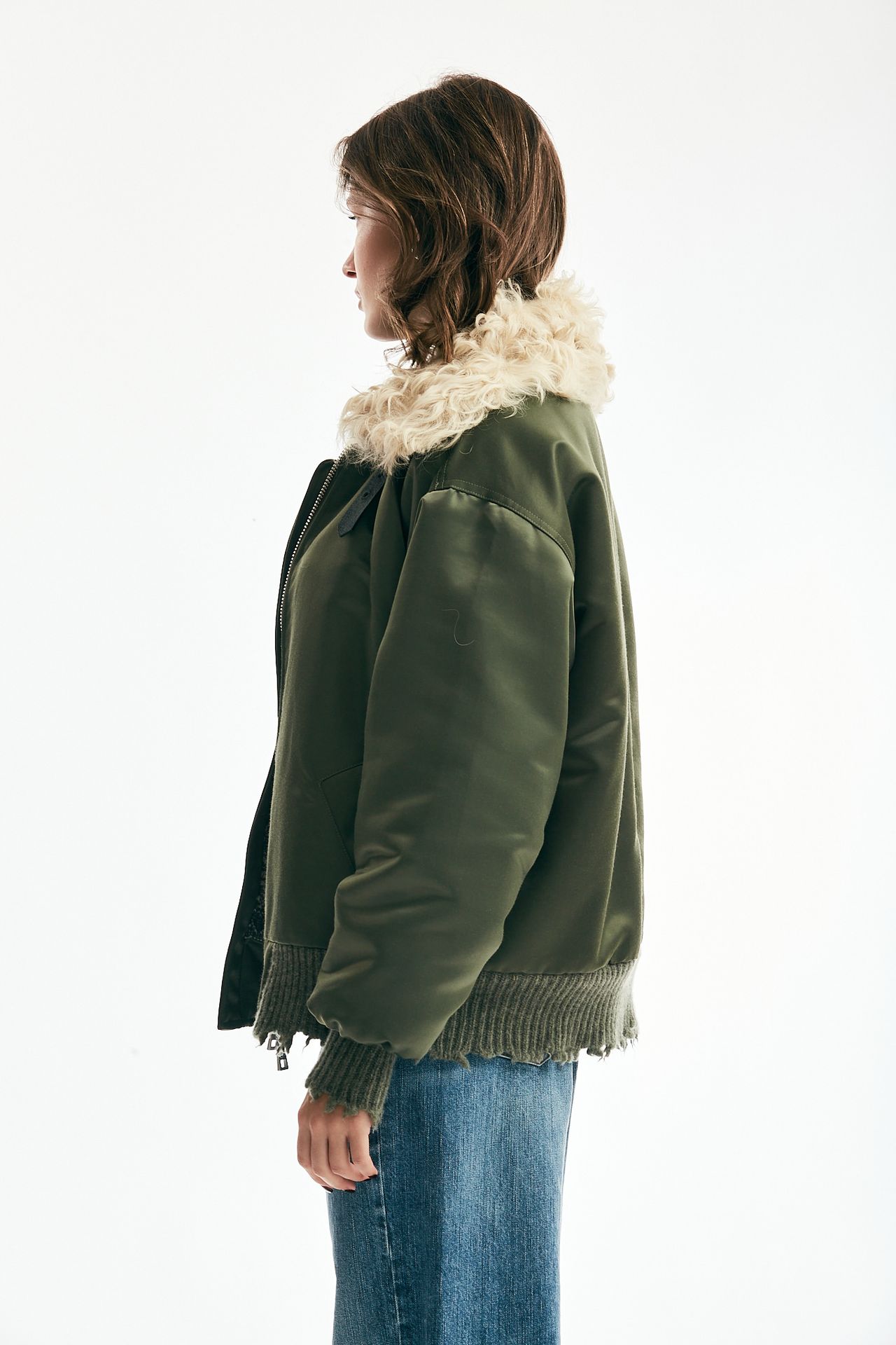 Bomber over in nylon verde militare