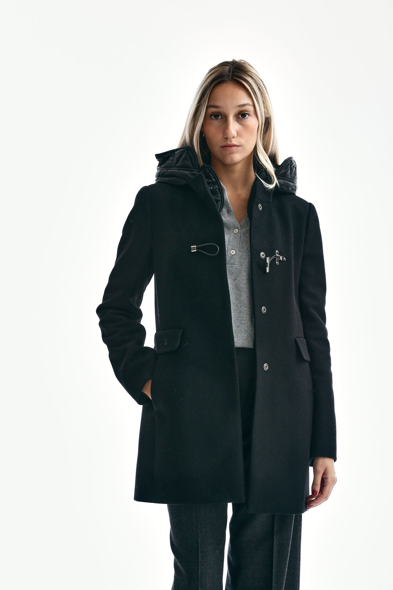 Cappotto TOGGLE in panno nero