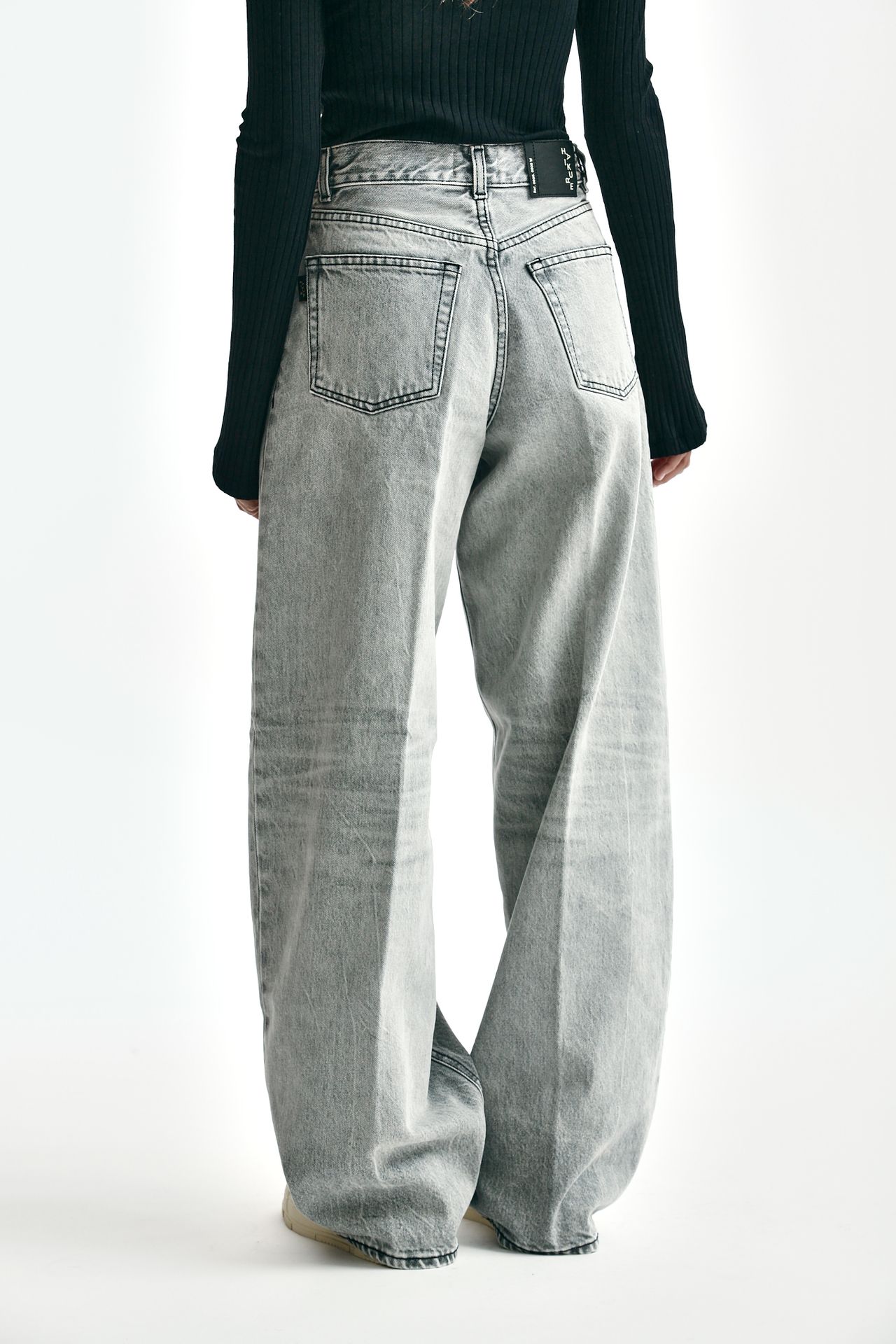 Jeans wide leg BETHANY grigio slavato