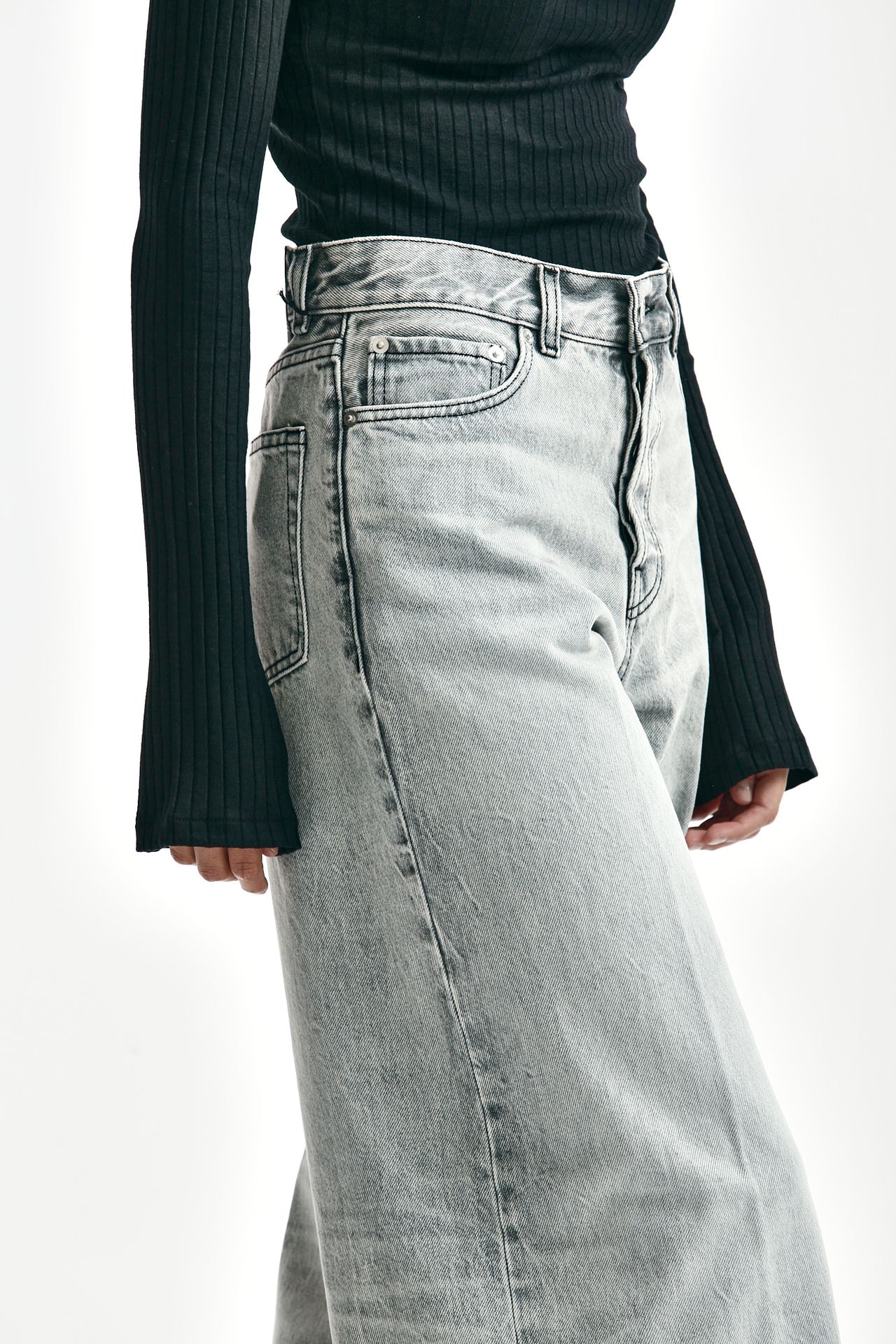 Jeans wide leg BETHANY grigio slavato