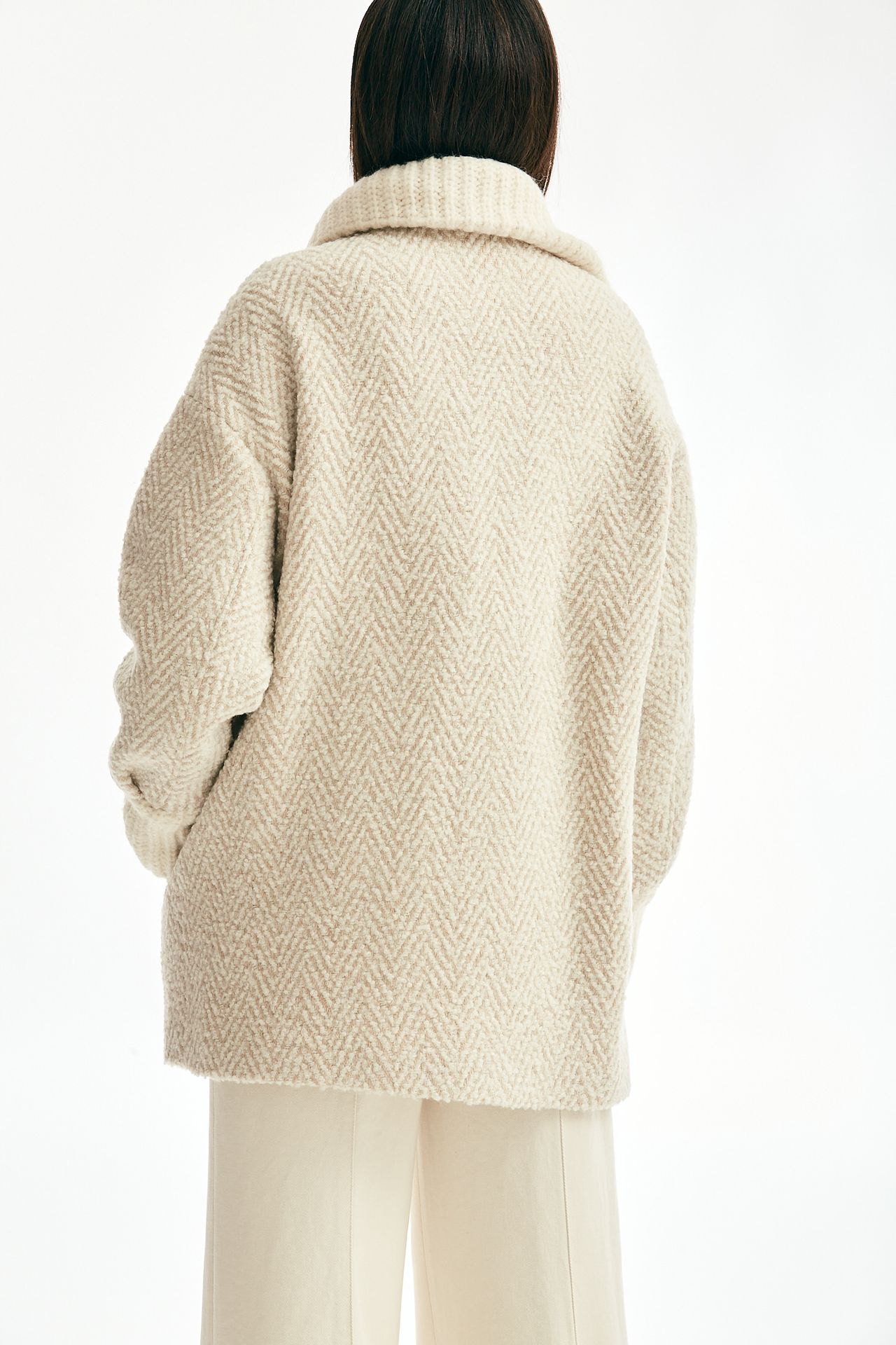 Cappotto in maglia panna/cammello