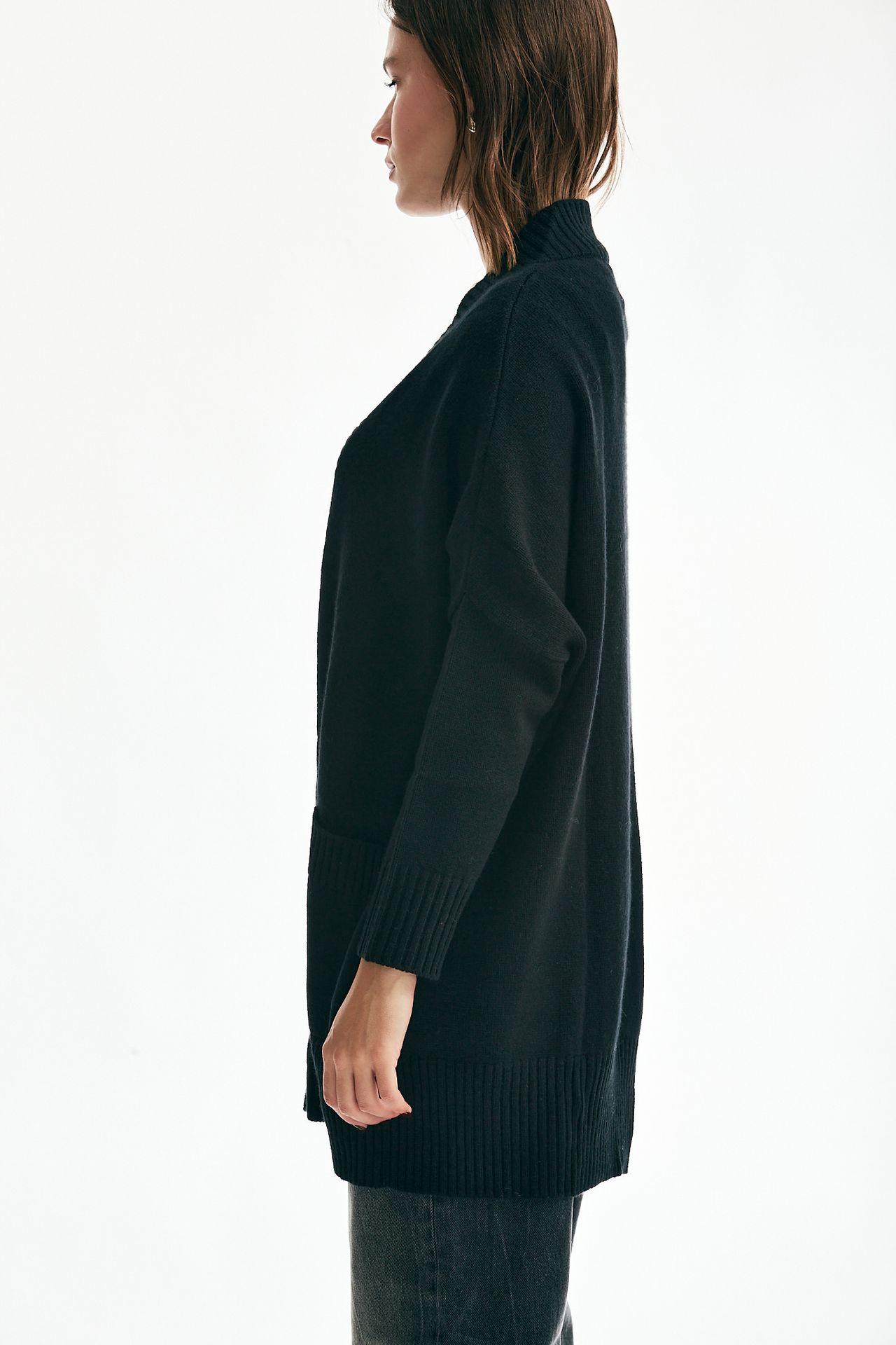 Cardigan aperto ANJA cachemire nero